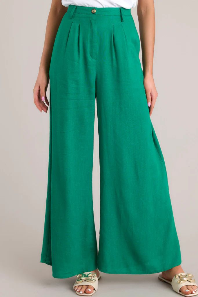 This Life Kelly Green Linen Blend Pants | Red Dress