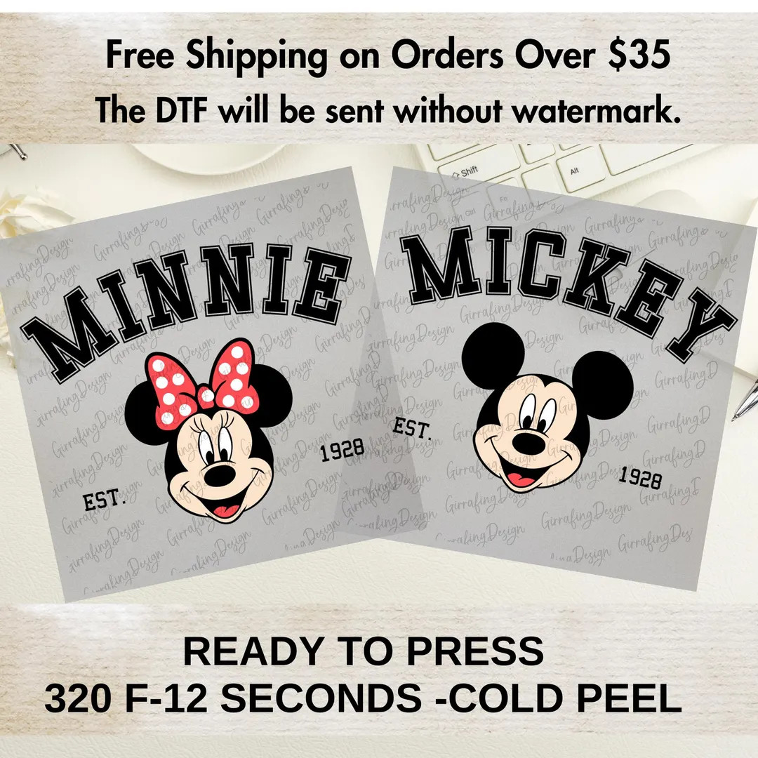 Disney Est 1928 Dtf Transfers, Disney Minnie Dtf Transfer Disney Family DTF Print, Disney Press, ... | Etsy (US)