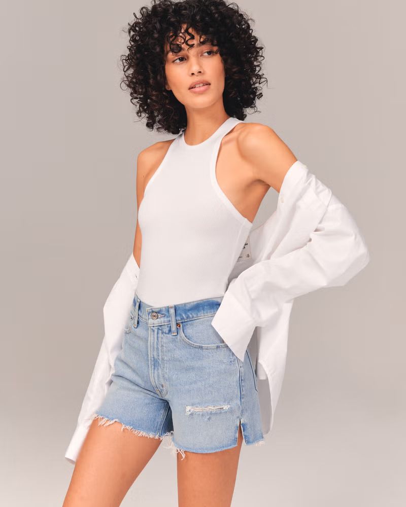 Women's High Rise 4 Inch Mom Shorts | Women's New Arrivals | Abercrombie.com | Abercrombie & Fitch (US)