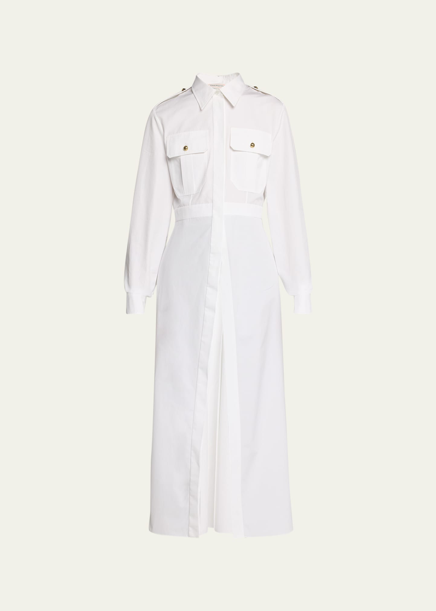 Alexander McQueen Poplin Maxi Shirtdress with Open-Front Style | Bergdorf Goodman
