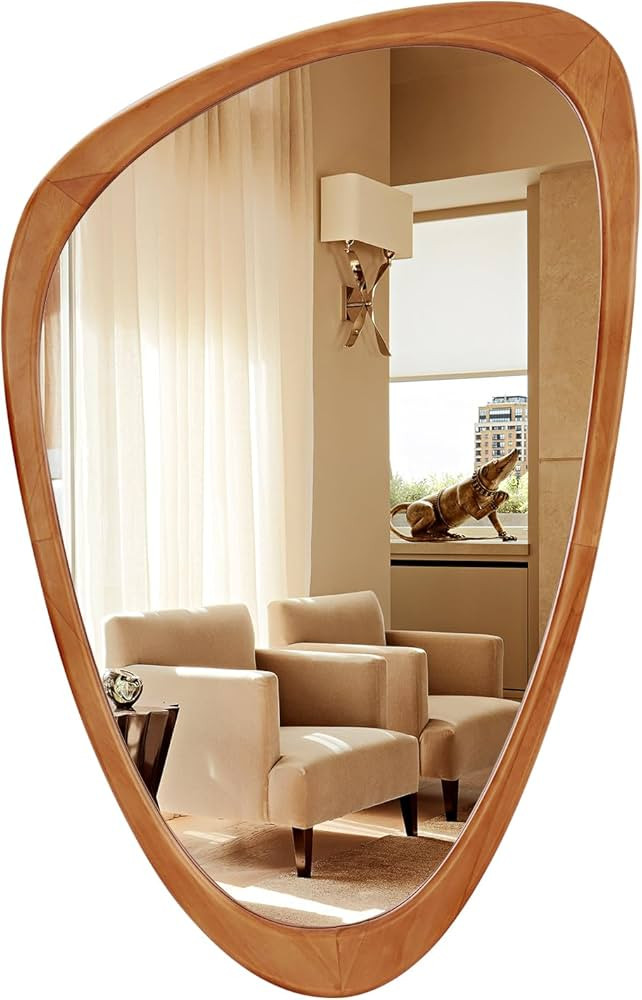 HOMECOOKIN Asymmetrical Mirror Wood, 19.5" x 30.5" Irregular Wall Mirror Wood Framed Mirror Decor... | Amazon (US)