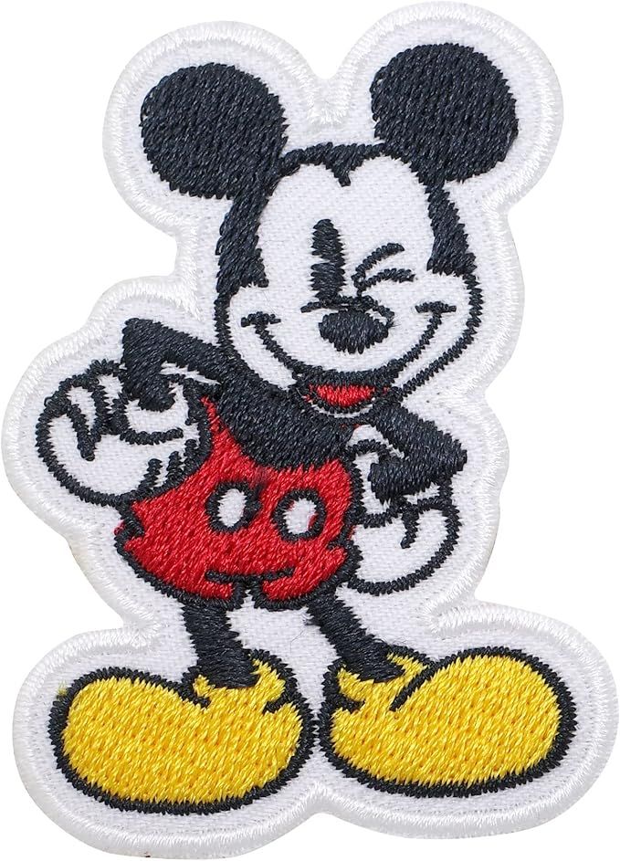 Smile Mickey Iron On Patches for Clothing Saw On/Iron On Embroidered Patch Applique for Jeans, Ha... | Amazon (US)