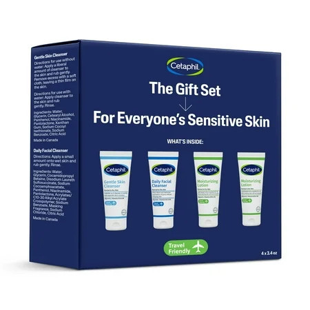 CETAPHIL Skincare Gift Set & Travel Companion for Sensitive Skin | Gentle Skin Cleanser, Daily Facial Cleanser, 2 x Moisturizing Lotion | TSA Approved | Dermatologist Recommended Brand | Walmart (US)