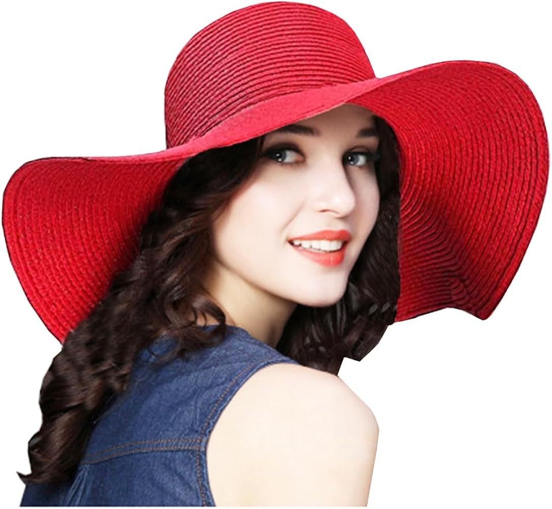 Women's Foldable Wide-Brimmed Beach Hat Summer Sun Beach Hat | Amazon (US)