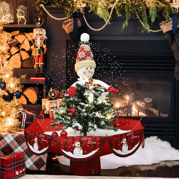 Holiday 31.5" Animated Musical Snowing Christmas Tree and Snowman Decor with LED Lights - 31.49" ... | Bed Bath & Beyond