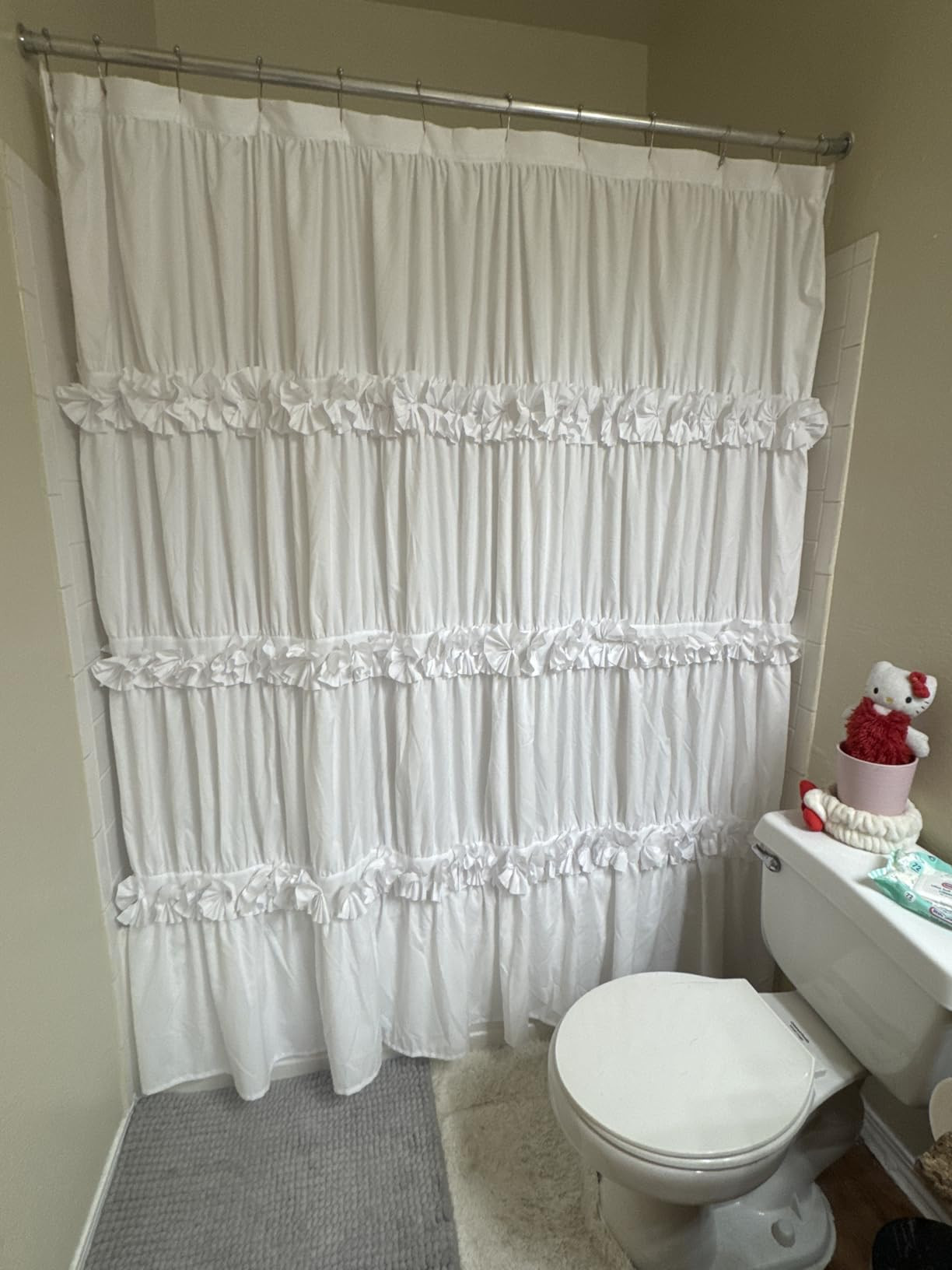 Camel Ruffle Shower Curtain, Vintage Handcrafted Bow Tie Ruched Microfiber Bath Curtain for Maste... | Amazon (US)