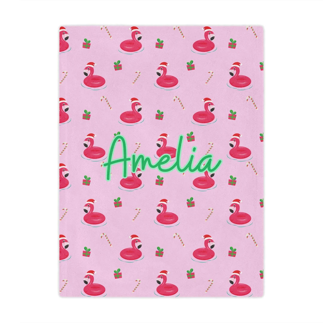 Custom Flamingo Christmas Blanket Beach Christmas Blanket - Etsy | Etsy (US)