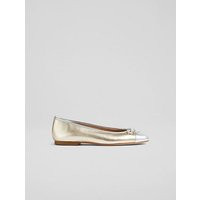 Kara Metallic Gold and Silver Leather Ballet Flats, Silver | L.K. Bennett (UK)