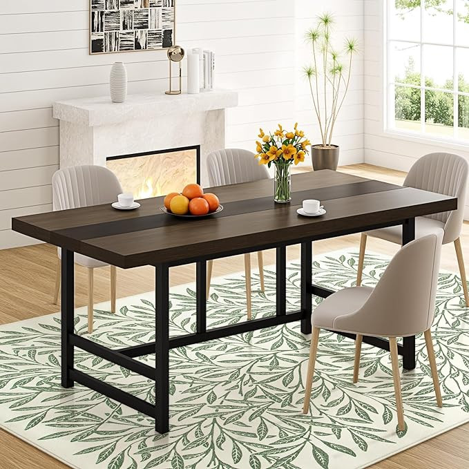 Lahome Botanical Boho Dining Room Rug, Soft Sage Green Rug for Living Room, Machine Washable Leaf... | Amazon (US)