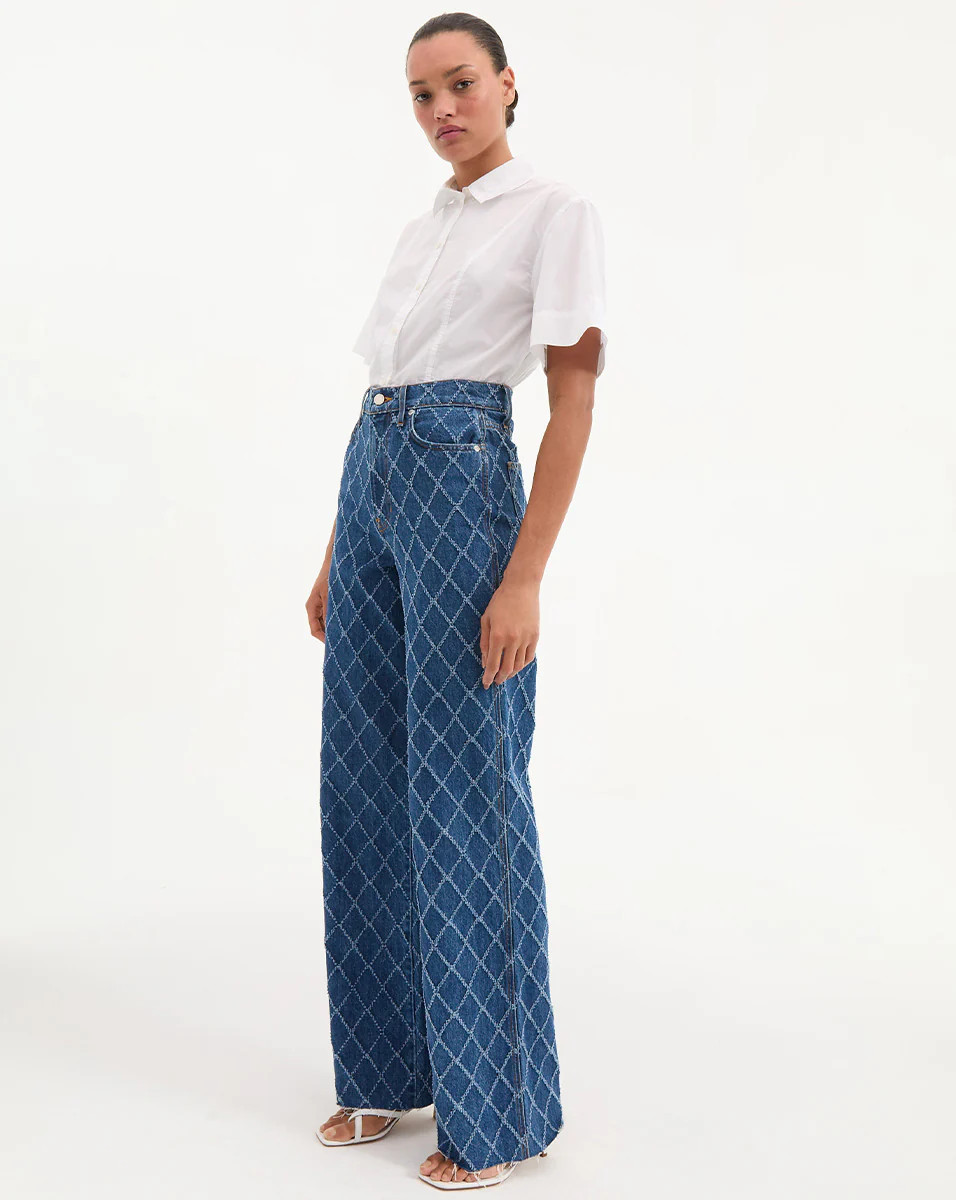 Taylor Diamond Printed Wide-Leg Jean | Veronica Beard