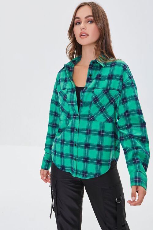 Plaid Button-Front Flannel Shirt | Forever 21 (US)