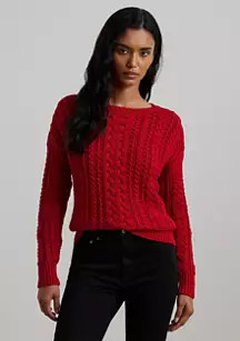 Lauren Ralph Lauren Cable Knit Cotton Blend Sweater | Belk