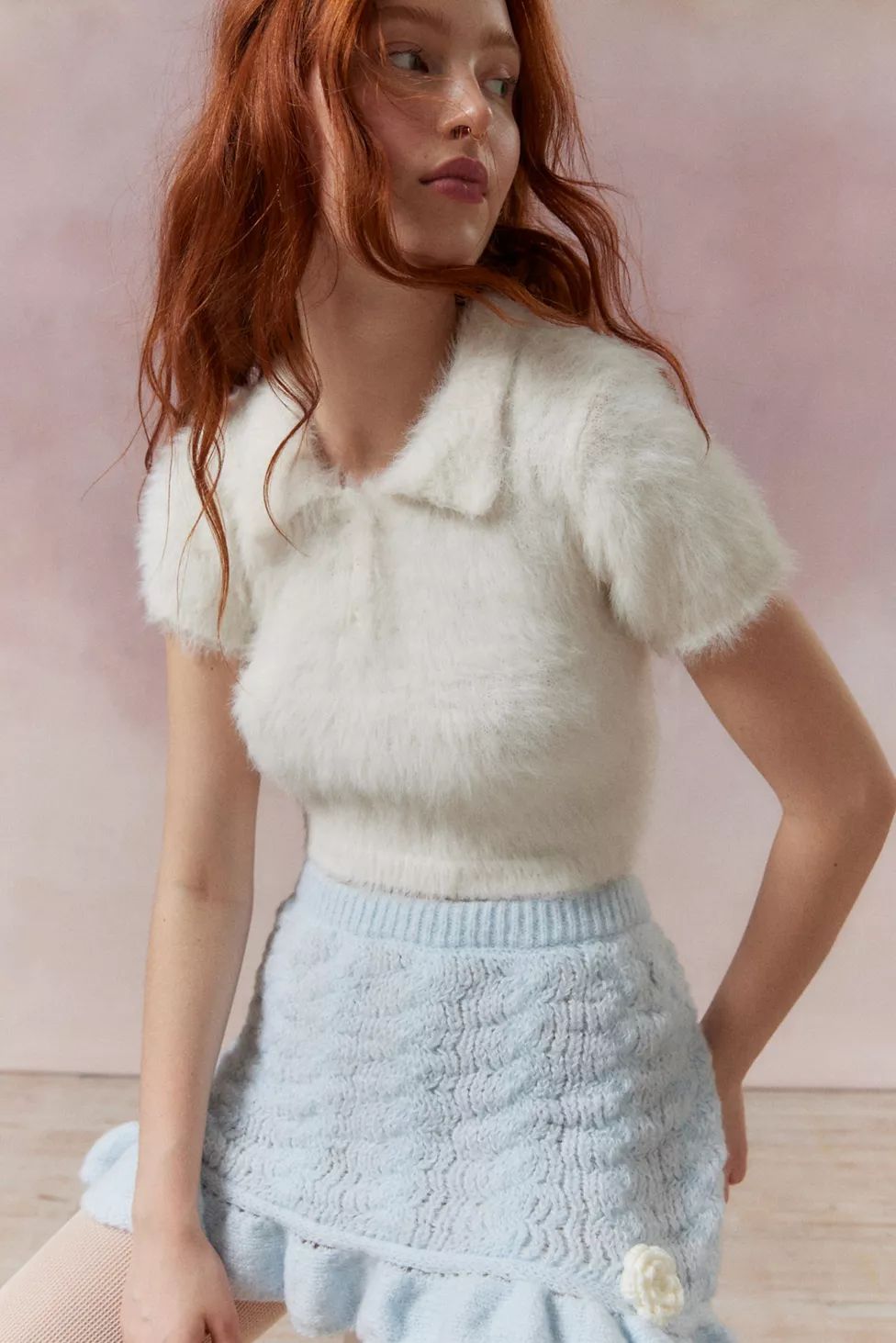 Kimchi Blue Luna Fuzzy Polo Sweater | Urban Outfitters (US and RoW)