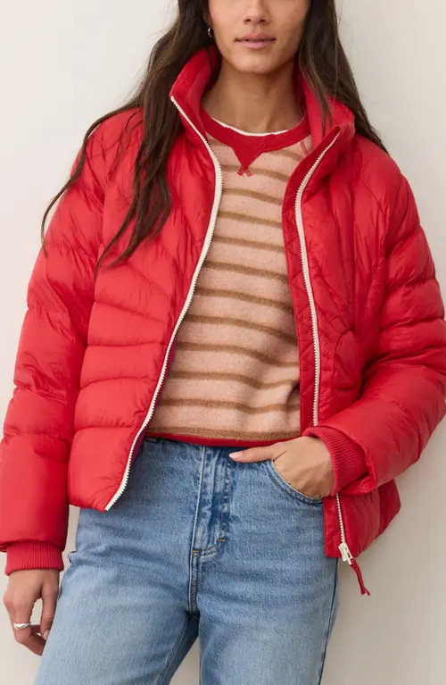 Marine Layer Sunbeam Puffer Jacket in Cherry Red at Nordstrom, Size Large | Nordstrom