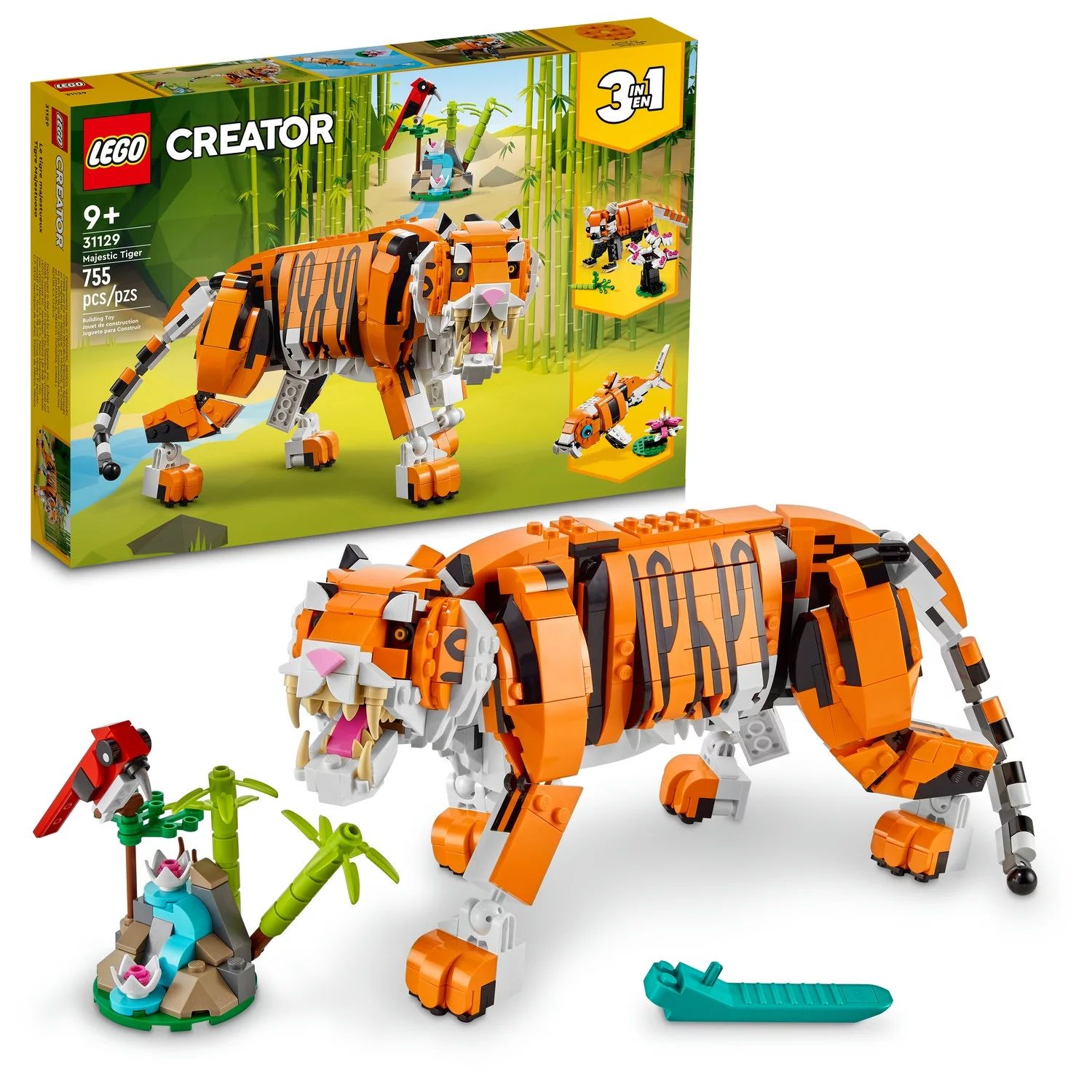 LEGO Creator 3 in 1 Majestic Tiger Building Set, Transforms from Tiger to Panda or Koi Fish Set, ... | Walmart (US)