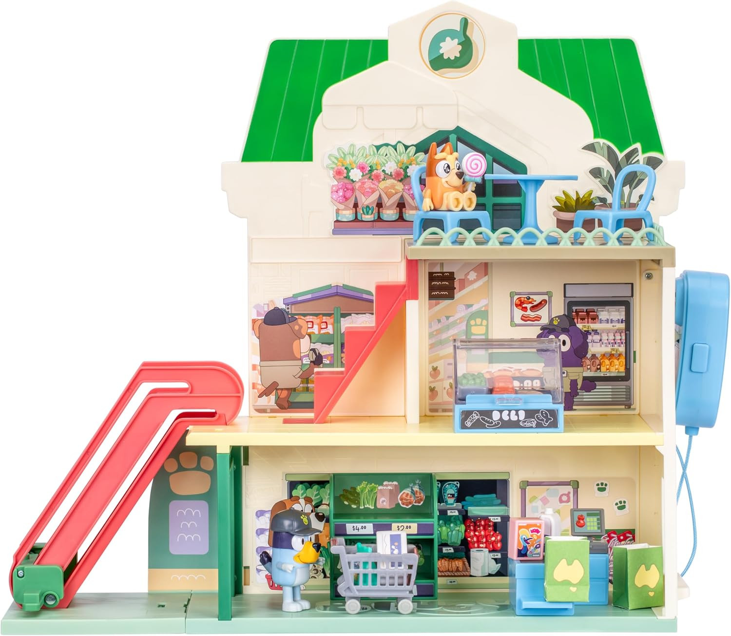 Bluey and Bingo Supermarket Playset, Escalator & Sounds, 15 Pieces | Amazon (US)
