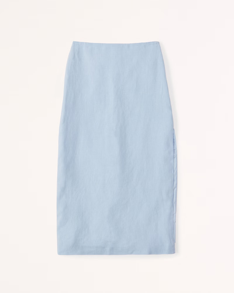 Premium Linen Midi Skirt | Abercrombie & Fitch (US)