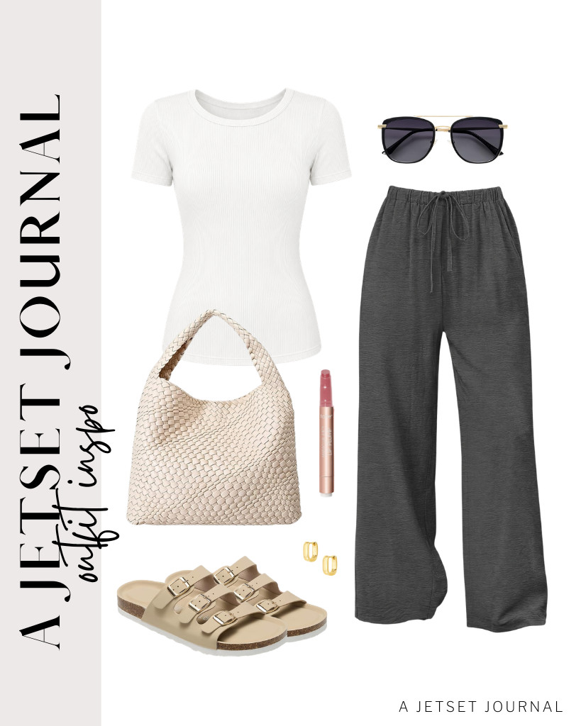 Let’s start this outfit with a ribbed-knit shirt from ANRABESS that I paired with Sampeel’s wide-leg pants. To style, wear these leather sandals and complete the look with a woven tote bag and chunky hoop earrings.

#LTKSeasonal #LTKSaleAlert #LTKTravel
 

 