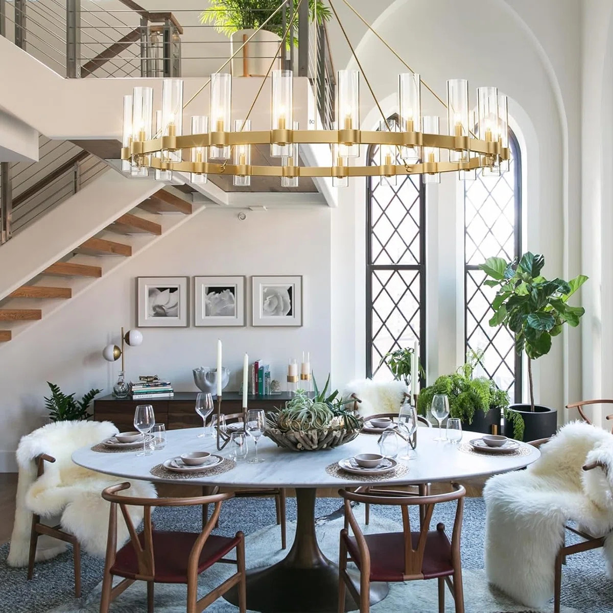 Dhreej 60'' W 20-Light Glass Wagon Wheel Chandelier | Wayfair North America
