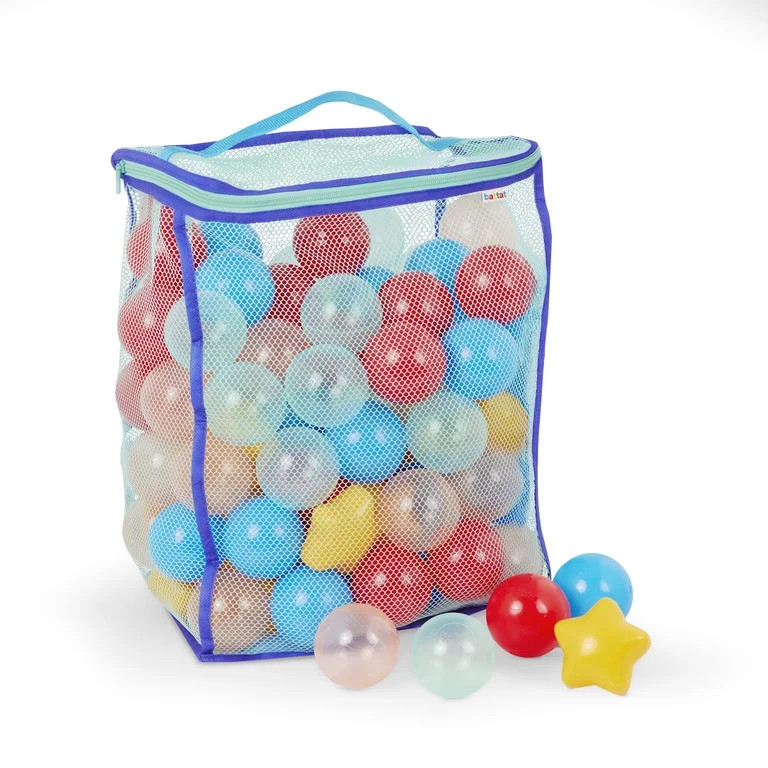 Battat Bag of Balls 100 Plastic Multicolor Play Balls for Ball Pit & Reusable Storage Bag for 12 ... | Walmart (US)