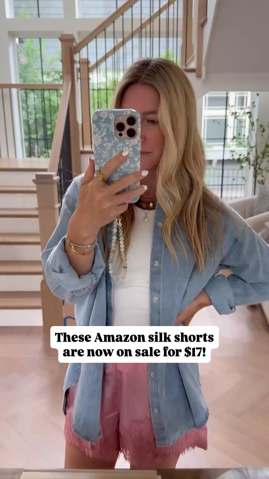 Obsessed with this denim shirt wearing a size extra small, runs big. Also keep reaching for this Amazon built-in bra tank and love these cute silk shorts also from Amazon!! Both on sale now!!!

#LTKSaleAlert #LTKOver40 #LTKootd
