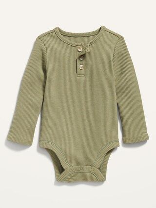 Unisex Long-Sleeve Rib-Knit Henley Bodysuit for Baby | Old Navy (US)