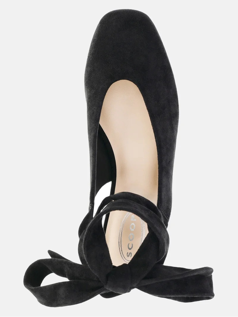 Scoop Women's Faux Suede Ankle Wrap Ballet Flats | Walmart (US)