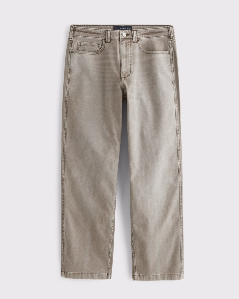 Abercrombie & Fitch Men's Relaxed Straight 5-Pocket Pant in Light Brown Wash - Size 28 X 30 | Abercrombie & Fitch (US)