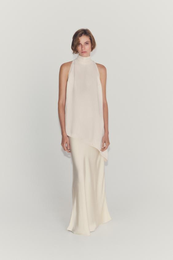 ZW COLLECTION ASYMMETRICAL TIE-NECK TOP | Zara US
