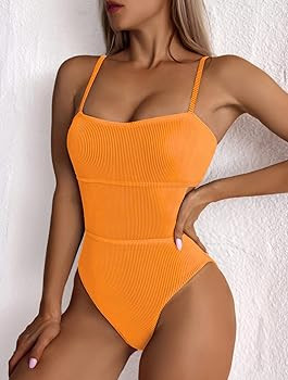 Inadays Women's One Piece Swimsuit Ribbed One Piece Swimwear Cutout Tummy Control Bathing Suit | Amazon (US)