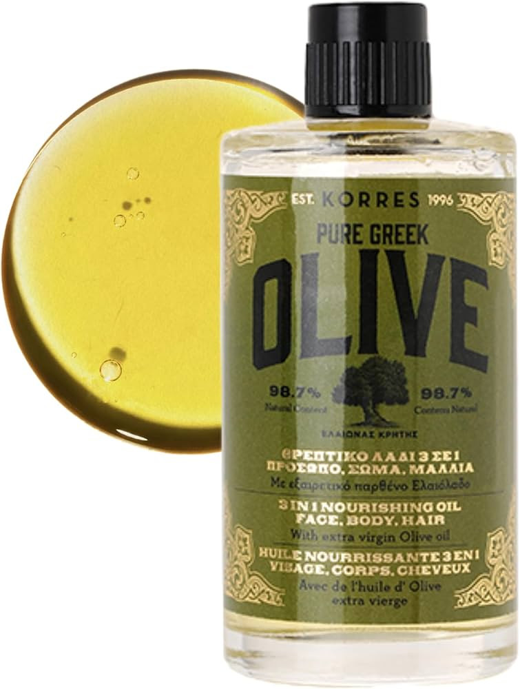 KORRES Extra Virgin Olive Oil for Face, Hair and Body, Moisturizer for Dry Skin and Hair, Pure, G... | Amazon (US)