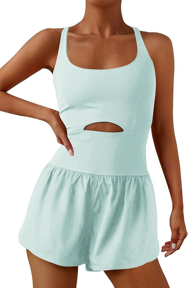 ReachMe Womens Running Onesie Workout Rompers Athletic Romper One Piece Outfits Exercise Jumpsuit... | Amazon (US)