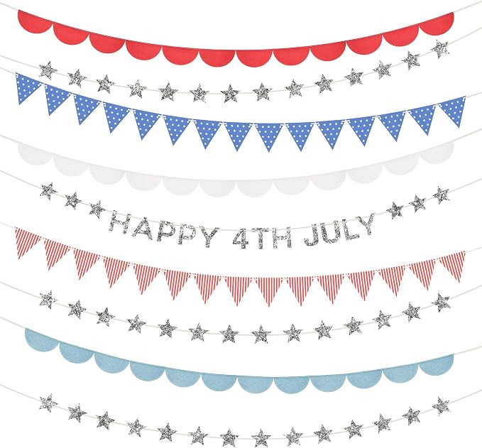 Meri Meri 4th of July Stars & Strips Garland Set (Pack of 1), 9 Decorative 10’ Strands with Exc... | Amazon (US)