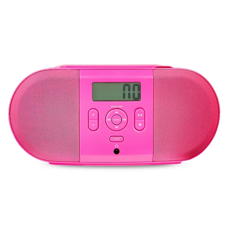 onn. Portable CD Boombox with Digital FM Radio, Pink | Walmart (US)