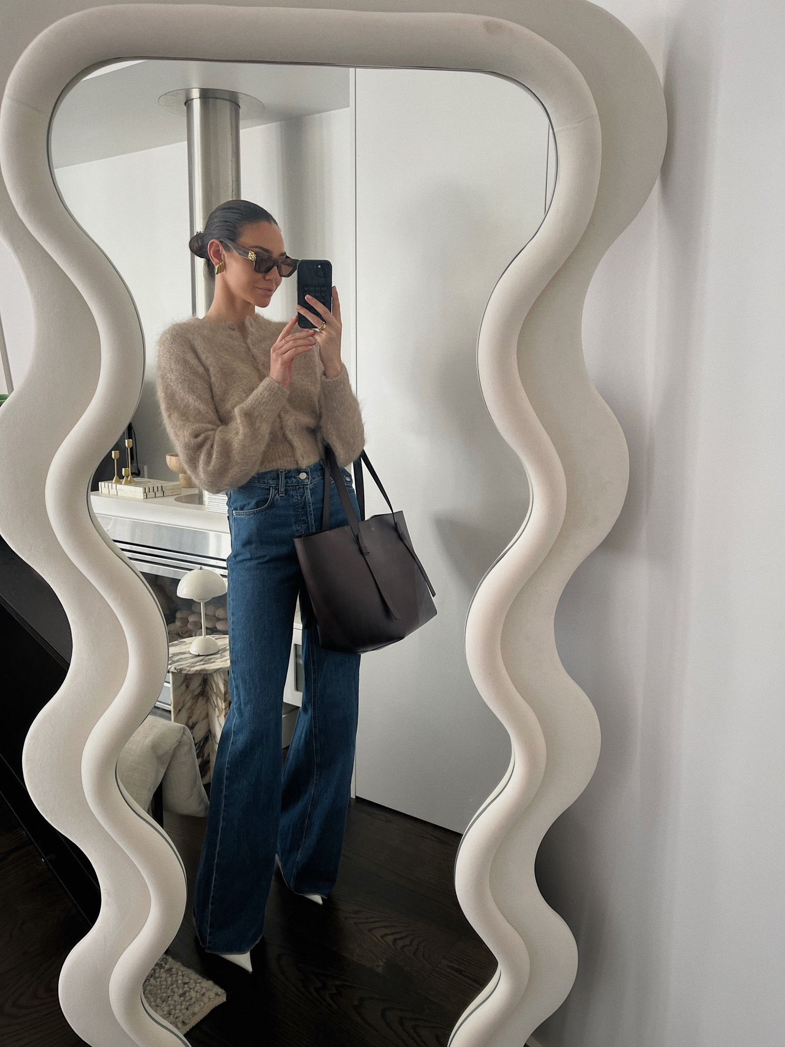 Todays casual look. Wide leg denim, Henne cardigan, Oroton tote and white pumps. 

#LTKaustralia #LTKstyletip