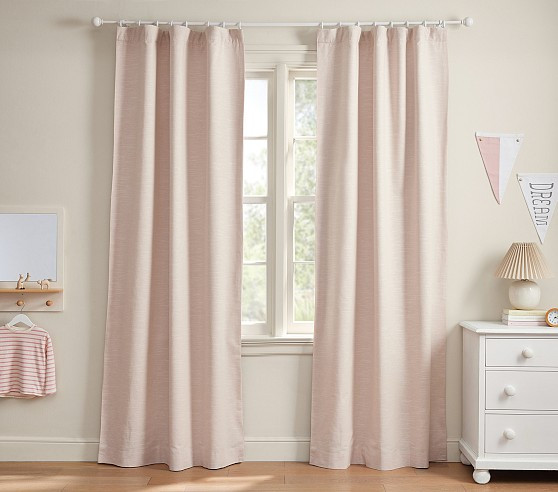 Evelyn Linen Blackout Curtain | Pottery Barn Kids