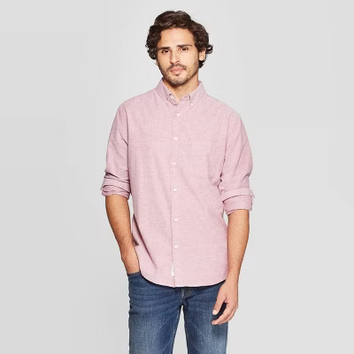 Men's Standard Fit Stretch Oxford Long Sleeve Button-Down Shirt - Goodfellow & Co™ | Target