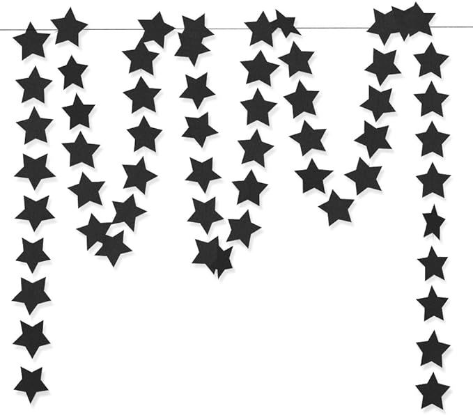 Glitter Black Star Hanging Garland - Twinkle Paper Star Banner for Festival Home Wall Decoration,... | Amazon (US)
