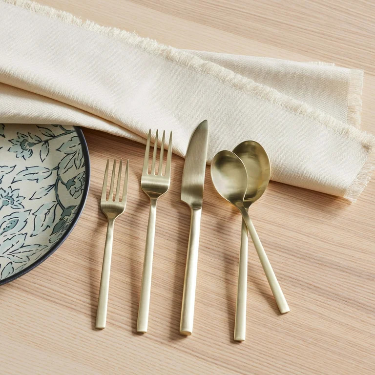 Better Homes & Gardens Holden Stainless Steel 20 Piece Flatware Set Gold | Walmart (US)