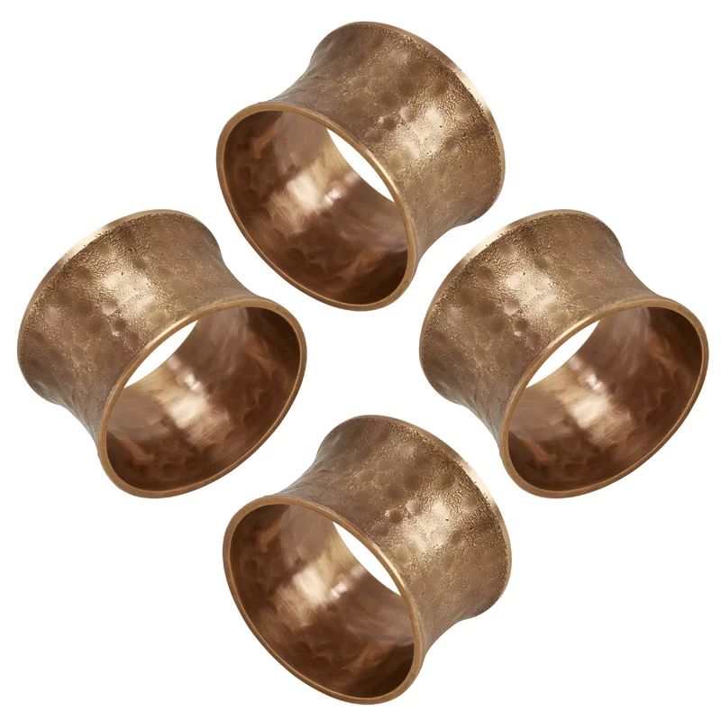 Napkin Ring Holders With Hammered Design (Set Of 4) (Set of 4) | Wayfair North America