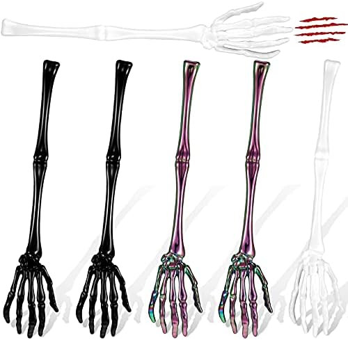 6 Pieces Halloween Skeleton Hands Salad Tongs Halloween Salad Spoon Halloween Salad Tong Skeleton... | Amazon (US)