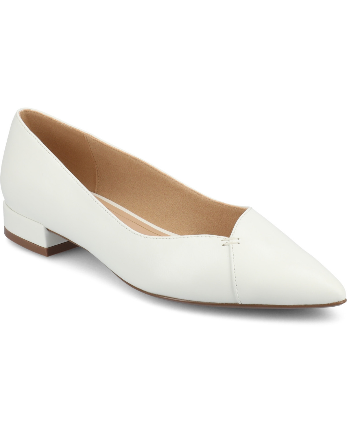 Journee Collection Women's Carmin Pointed Toe Flats - White | Macy's