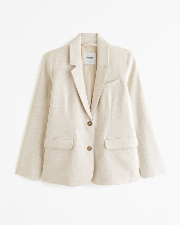 Women's Linen-Blend Blazer | Women's Coats & Jackets | Abercrombie.com | Abercrombie & Fitch (US)