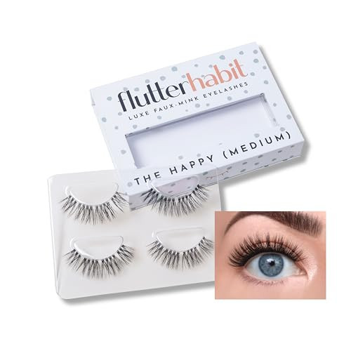 FlutterHabit The Happy Medium Lashes, DIY Lash Extensions [Up to 10 Day Wear], Mid-Length & Doll Eyed Cluster Lashes, Salon Quality Eyelashes Extensions, Natural Lashes, No Lash Glue Included | Amazon (US)