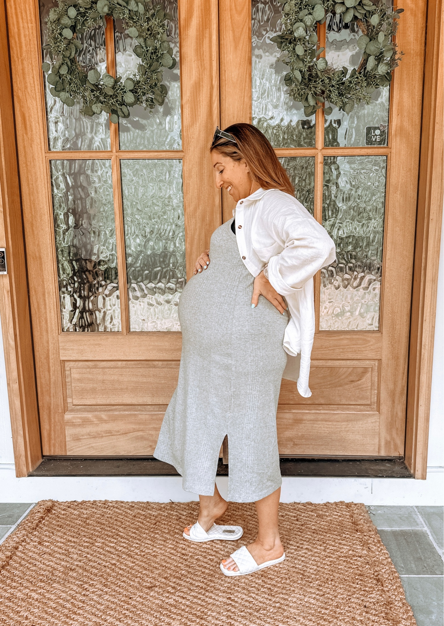 Midi dress ootd. 
Dress L (old from Target so linked similar) / button down XL / shoes tts 

#LTKbump #LTKstyletip #LTKunder100