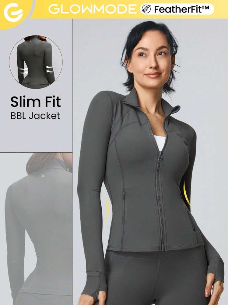 GLOWMODE FeatherFit™ Slim-It Streamline Performance Secure Pockets Zip Up Jacket Low Impact Yog... | SHEIN