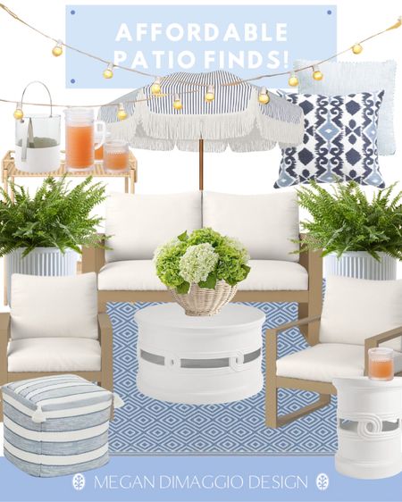 Brand new affordable patio set find!! This reminds me of Pottery Barn and is made of super durable resin material, but is surprisingly affordable and already selling out fast!! 😭🏃🏼‍♀️ Plus these PB inspired affordable planters are back in stock!! Pair this set  with this affordable striped tassel umbrella from Amazon and this new blue diamond outdoor rug!! Plus this coffee table and side table are both Serena & Lily inspired pieces AND currently on sale!! 🙌🏻

#LTKhome #LTKSeasonal #LTKsalealert