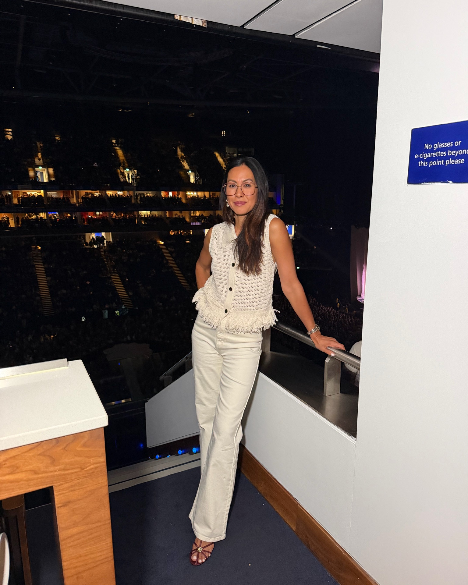 Wearing white flared jeans side 8 and crochet fringe top for a night style o2 and Olivia Dean

#LTKfestival #LTKsummer #LTKdatenight