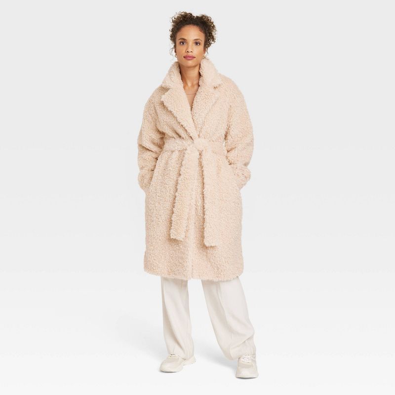 Women's Curly Faux Fur Jacket - A New Day™ Light Brown | Target