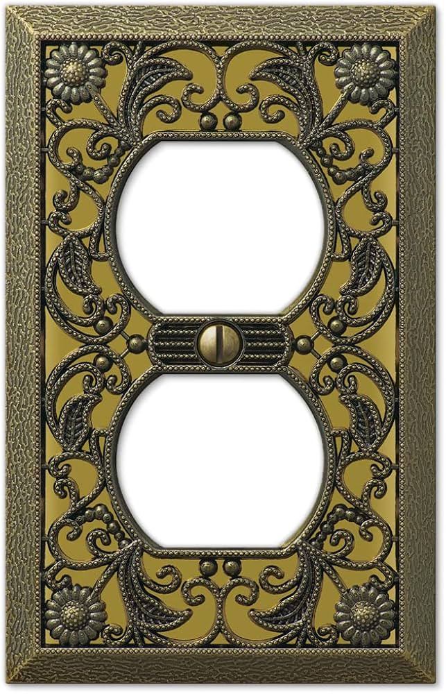 Amerelle 65DAB Filigree Wallplate, 1 Duplex, Antique Brass | Amazon (US)